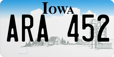 IA license plate ARA452