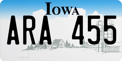 IA license plate ARA455