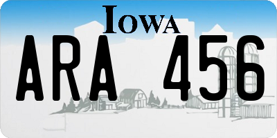 IA license plate ARA456