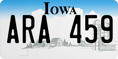 IA license plate ARA459