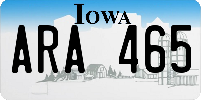 IA license plate ARA465