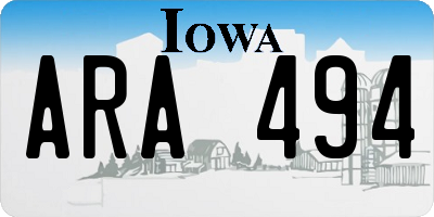 IA license plate ARA494
