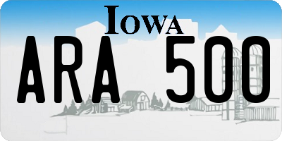 IA license plate ARA500