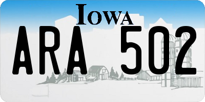 IA license plate ARA502