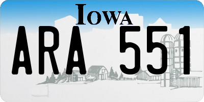 IA license plate ARA551