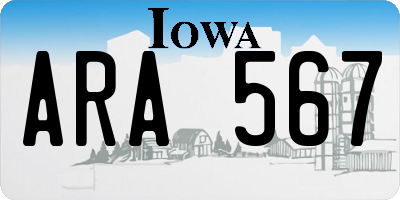 IA license plate ARA567