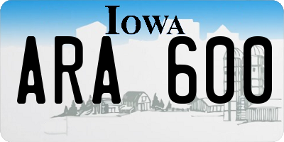 IA license plate ARA600