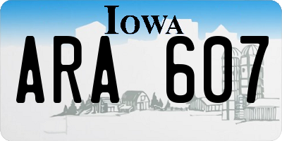 IA license plate ARA607