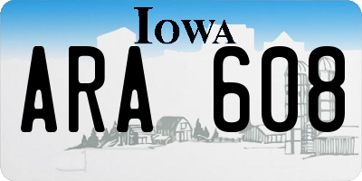 IA license plate ARA608