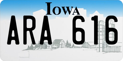 IA license plate ARA616