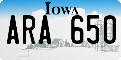 IA license plate ARA650