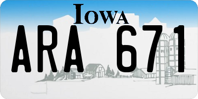 IA license plate ARA671