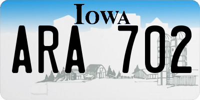 IA license plate ARA702