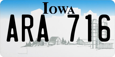 IA license plate ARA716
