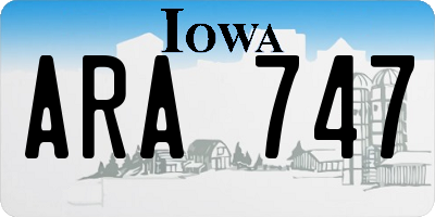 IA license plate ARA747
