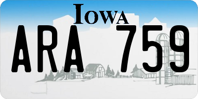 IA license plate ARA759