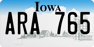 IA license plate ARA765