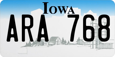 IA license plate ARA768