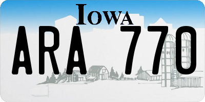 IA license plate ARA770