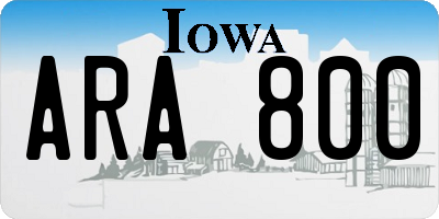 IA license plate ARA800