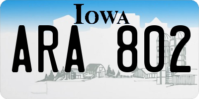IA license plate ARA802