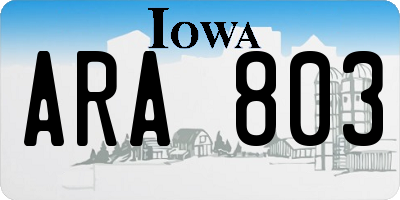 IA license plate ARA803