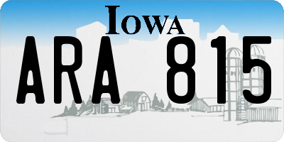 IA license plate ARA815