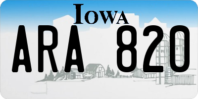 IA license plate ARA820