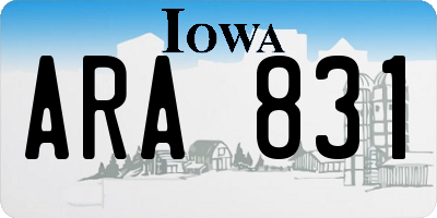 IA license plate ARA831
