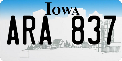 IA license plate ARA837