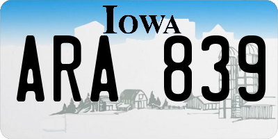 IA license plate ARA839