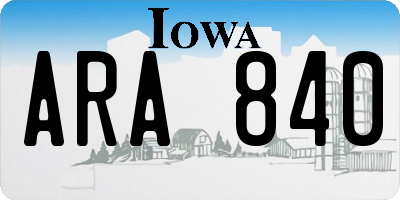 IA license plate ARA840