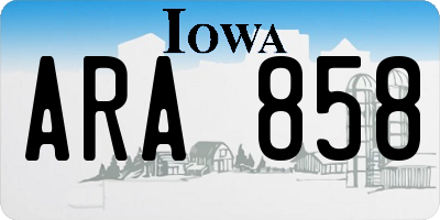 IA license plate ARA858