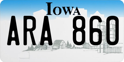 IA license plate ARA860