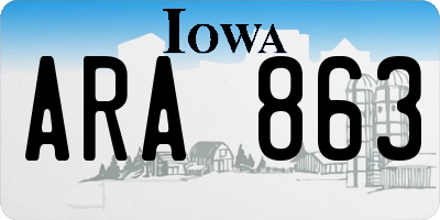 IA license plate ARA863