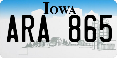 IA license plate ARA865