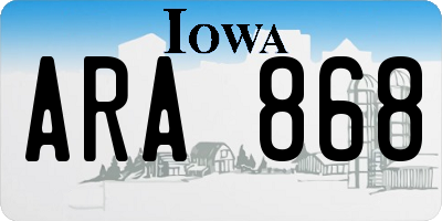 IA license plate ARA868