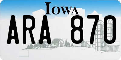 IA license plate ARA870