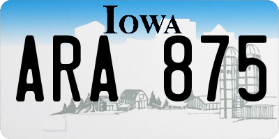 IA license plate ARA875