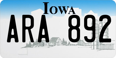 IA license plate ARA892