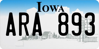 IA license plate ARA893