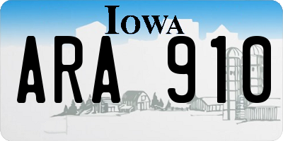 IA license plate ARA910