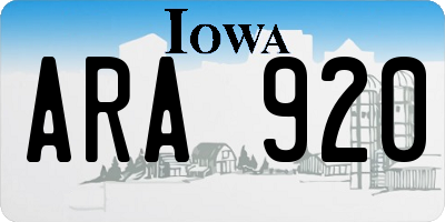 IA license plate ARA920