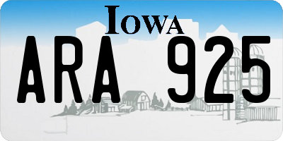 IA license plate ARA925