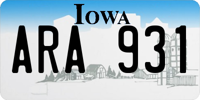 IA license plate ARA931