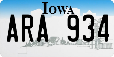 IA license plate ARA934