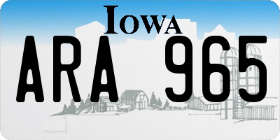 IA license plate ARA965