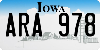 IA license plate ARA978