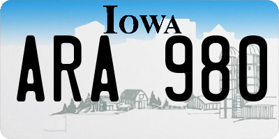 IA license plate ARA980