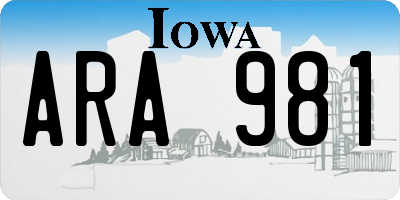 IA license plate ARA981